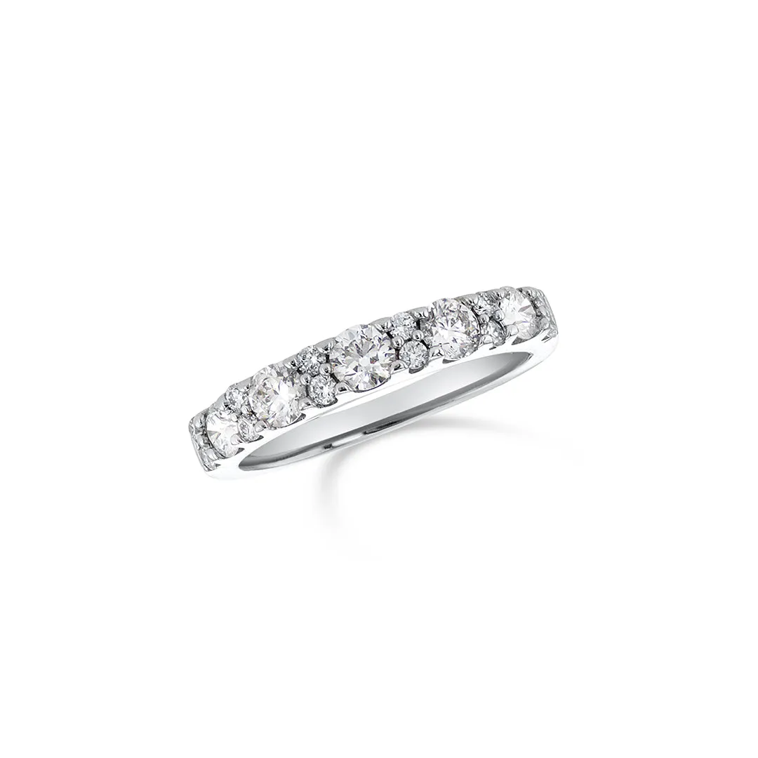 0.60 CT Round Diamond Pave 14K White Gold Band