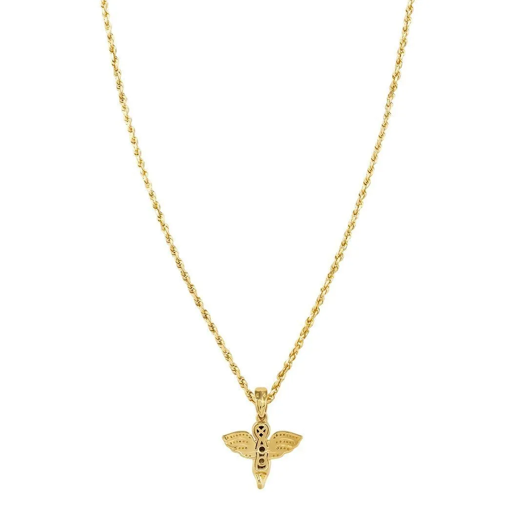 10k Yellow Gold Diamond Angel Pendant 0.15 Ctw