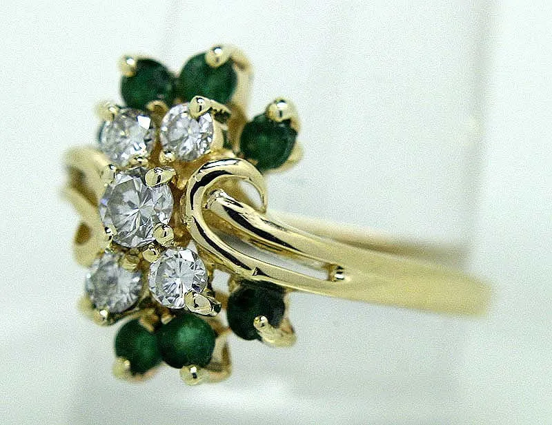 14K Emerald & Diamond Cocktail Ring