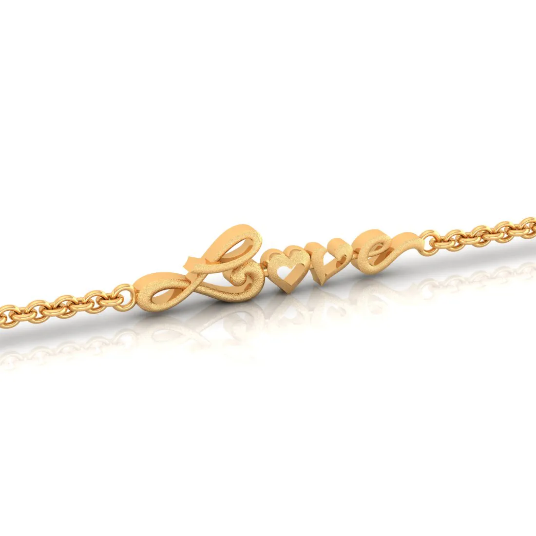 14k 'love' Word Gold Bracelets With O Heart