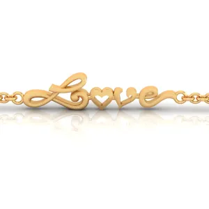 14k 'love' Word Gold Bracelets With O Heart