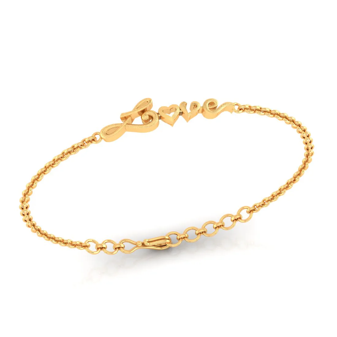 14k 'love' Word Gold Bracelets With O Heart