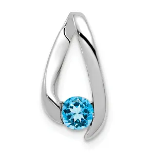 14k White Gold Blue Topaz Pendant