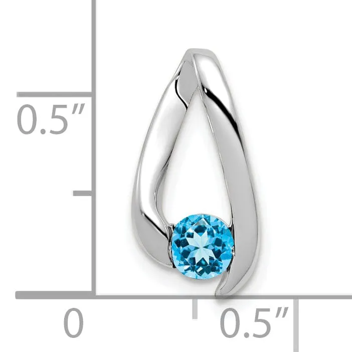 14k White Gold Blue Topaz Pendant