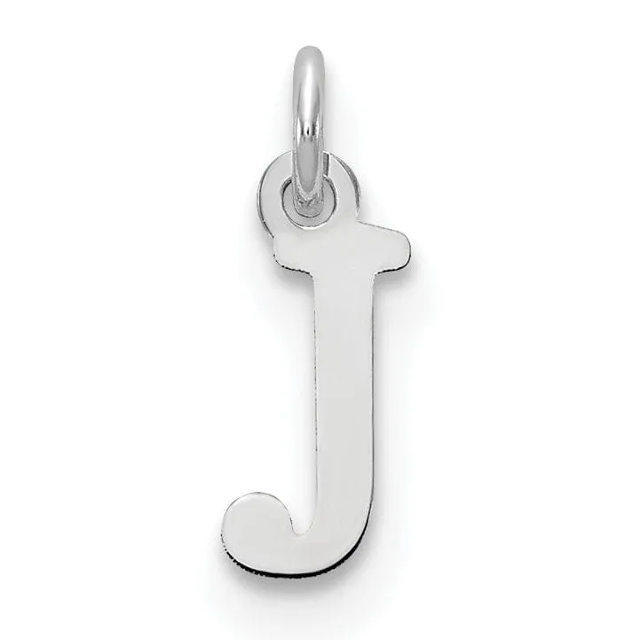 14k White Gold Cut-Out Letter J Initial Design Charm Pendant