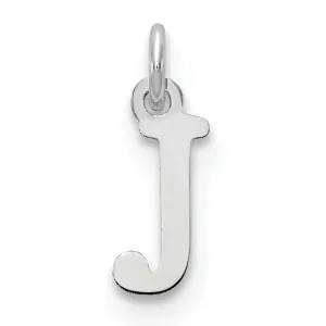 14k White Gold Cut-Out Letter J Initial Design Charm Pendant