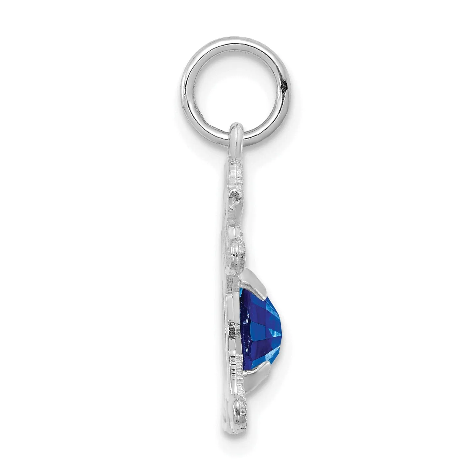 14k White Gold Girl Oval Genuine Sapphire