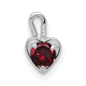 14k White Gold July Birthstone Heart Charm