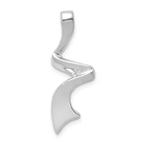 14k White Gold Polished Finish Solid Swirl Design Omega Slide Pendant fits upto 6 mm Omega