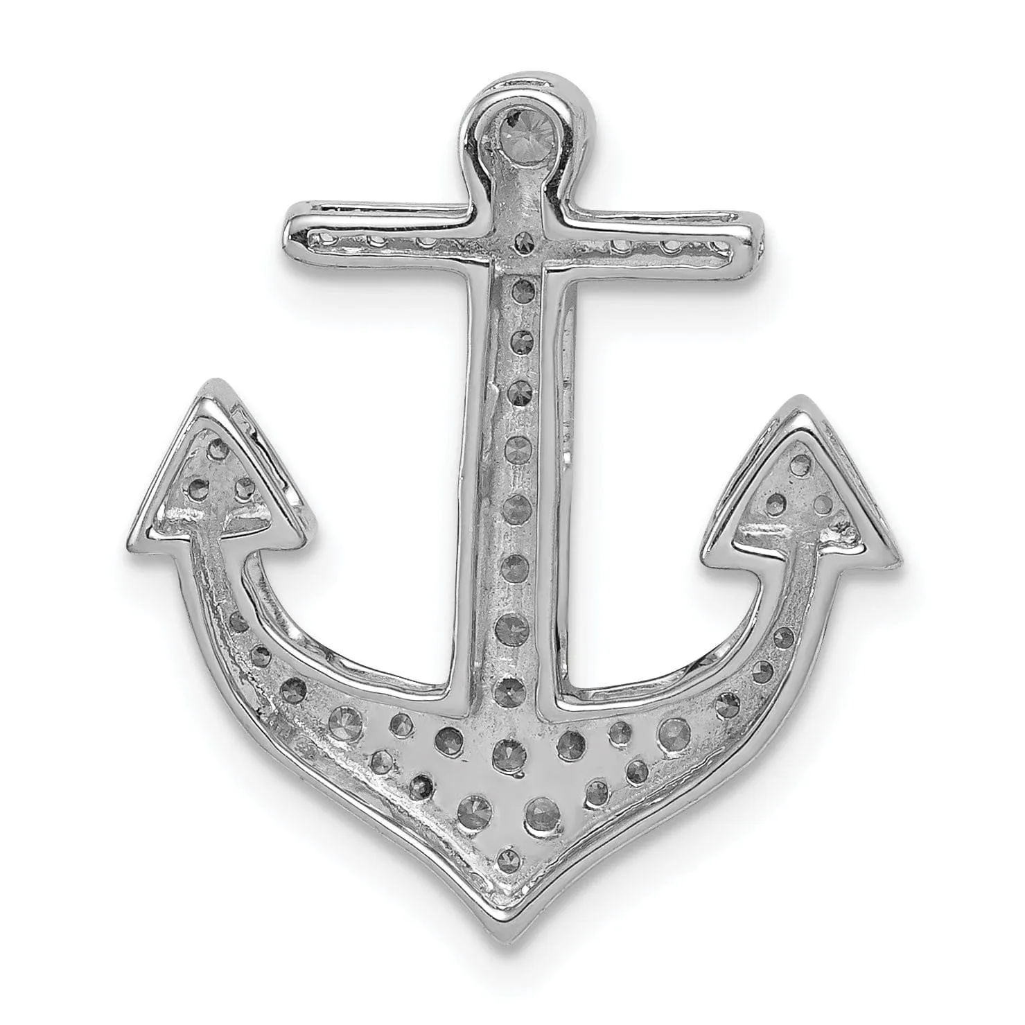 14k White Gold Rhodium 1/4ct. Weight Diamond Anchor Slide Pendant