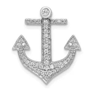 14k White Gold Rhodium 1/4ct. Weight Diamond Anchor Slide Pendant