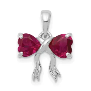 14k White Gold Ruby Birthstone Bow Pendant