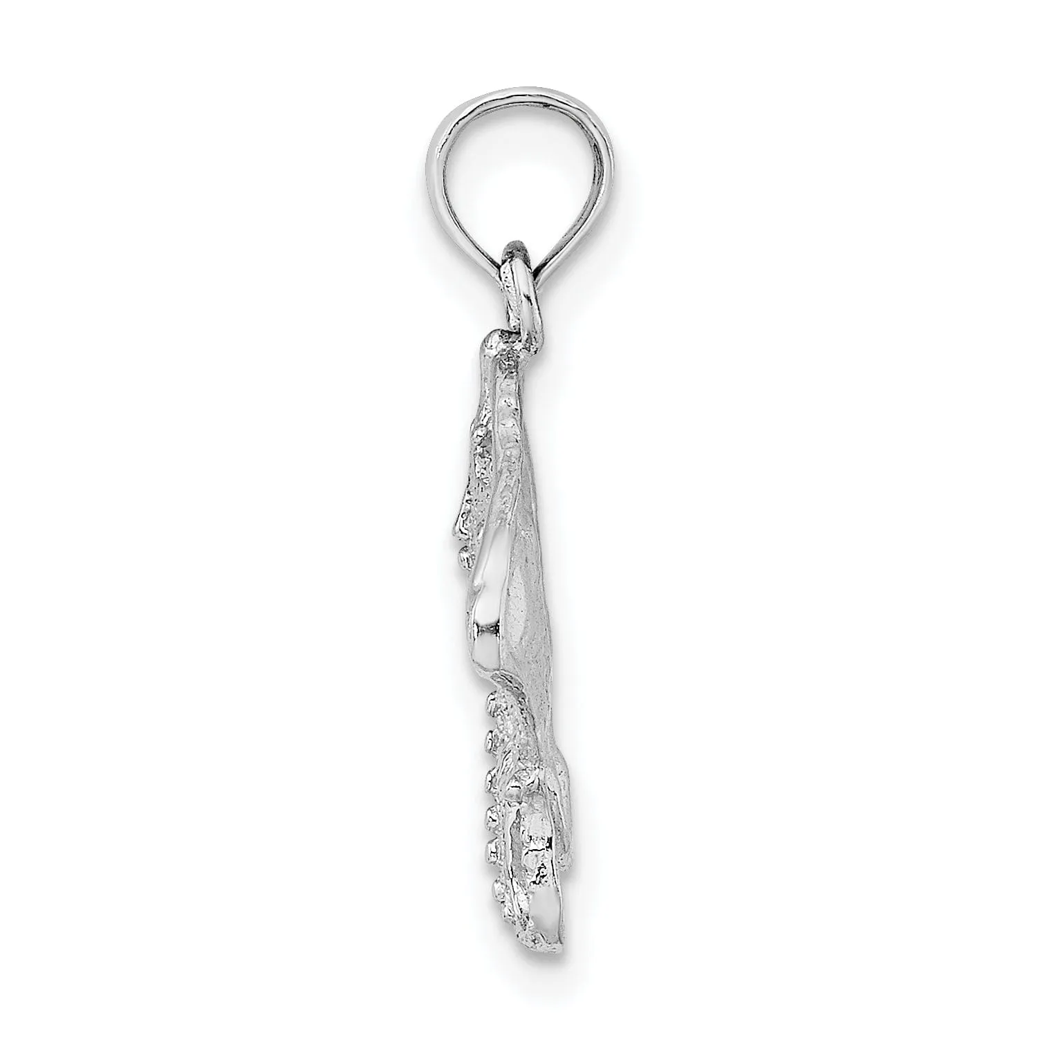 14K White Gold Solid Casted Textured Polished Finish Stingray Charm Pendant