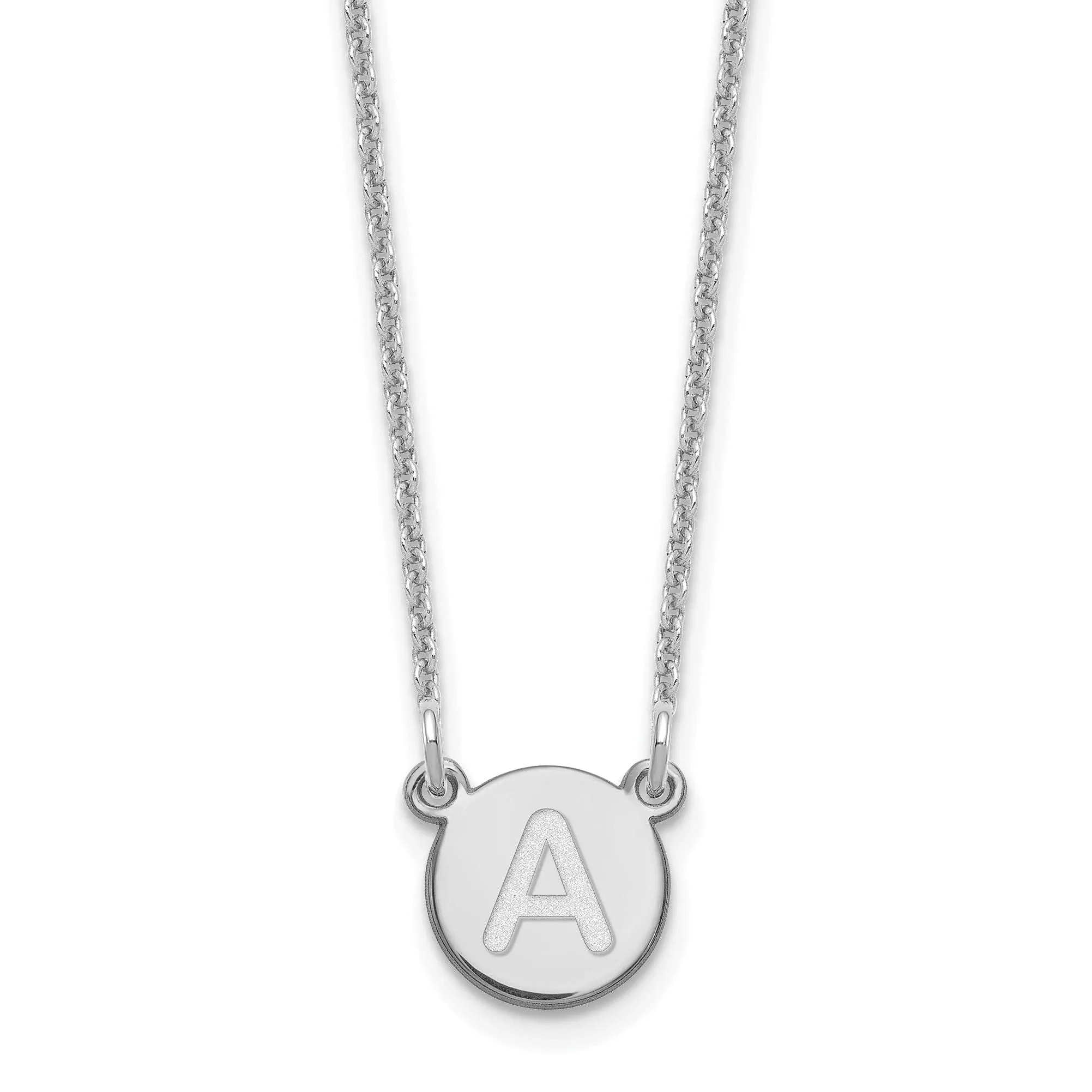 14k White Gold Tiny Circle Block Letter B Initial Pendant and Necklace