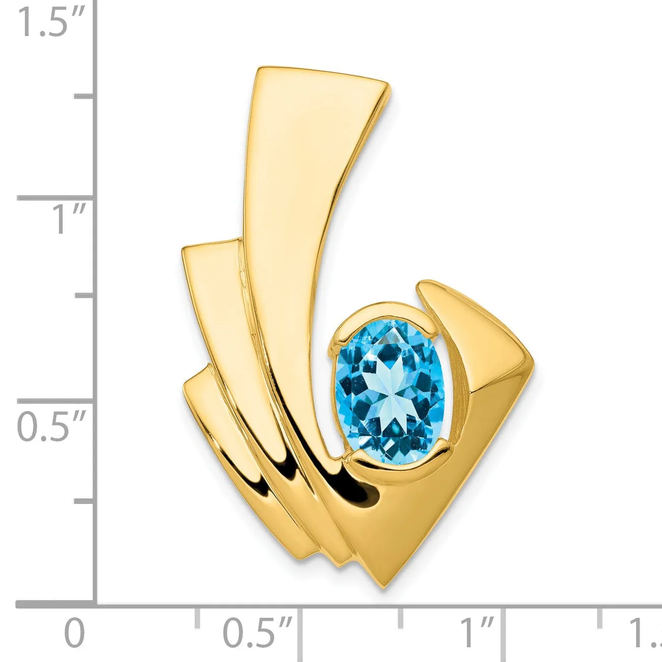 14k Yellow Gold 9x7mm Oval Topaz Slide Pendant