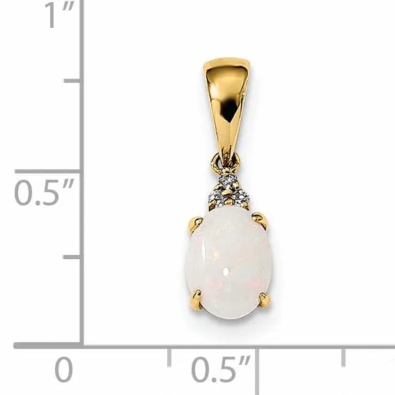 14k Yellow Gold Austrian Opal Diamond Pendant