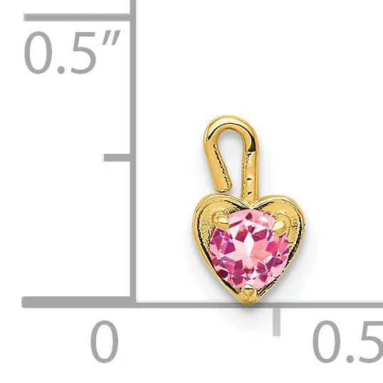 14k Yellow Gold October Birthstone Heart Charm