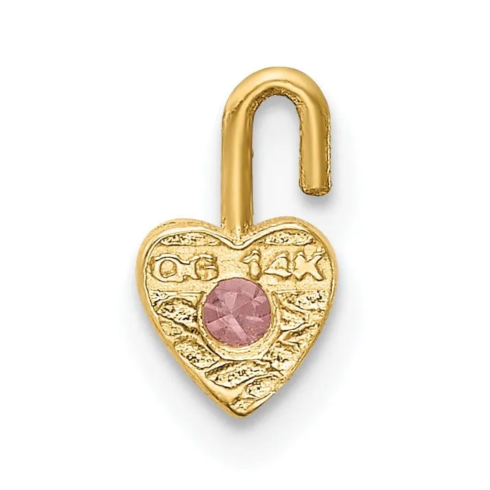 14k Yellow Gold October Birthstone Heart Charm