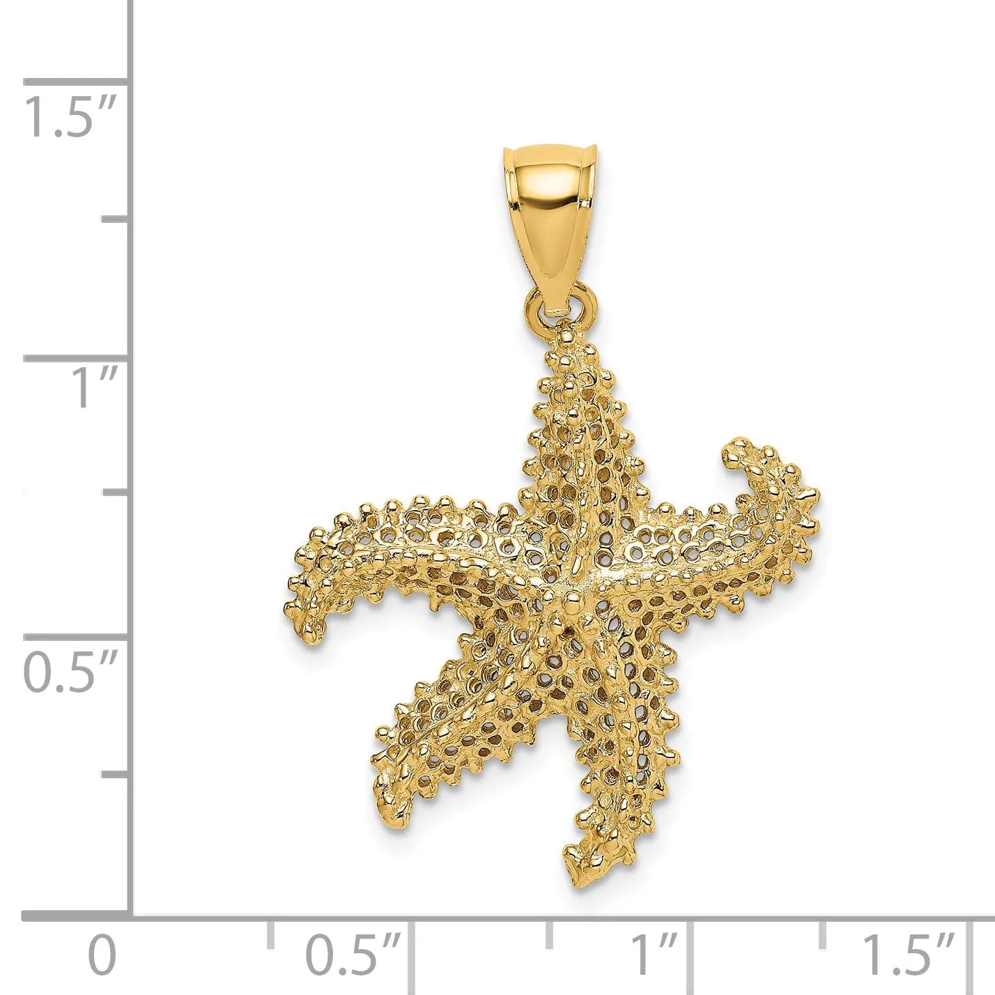 14K Yellow Gold Polished Beaded Design Starfish Charm Pendant