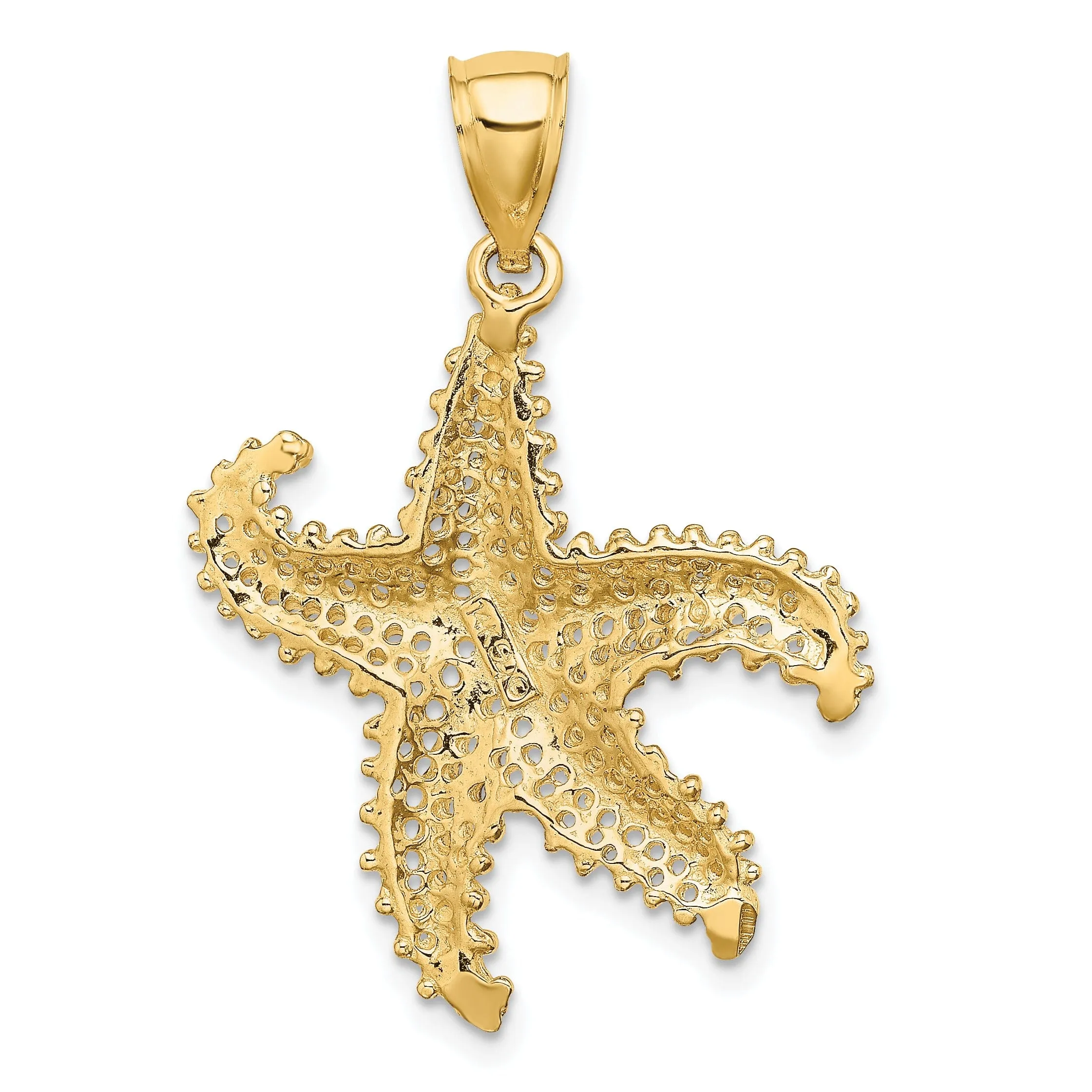 14K Yellow Gold Polished Beaded Design Starfish Charm Pendant