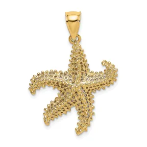 14K Yellow Gold Polished Beaded Design Starfish Charm Pendant