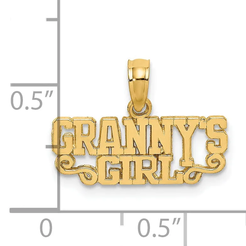 14K Yellow Gold Polished Finish GRANNY'S GIRL Script Design Charm Pendant