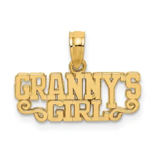 14K Yellow Gold Polished Finish GRANNY'S GIRL Script Design Charm Pendant