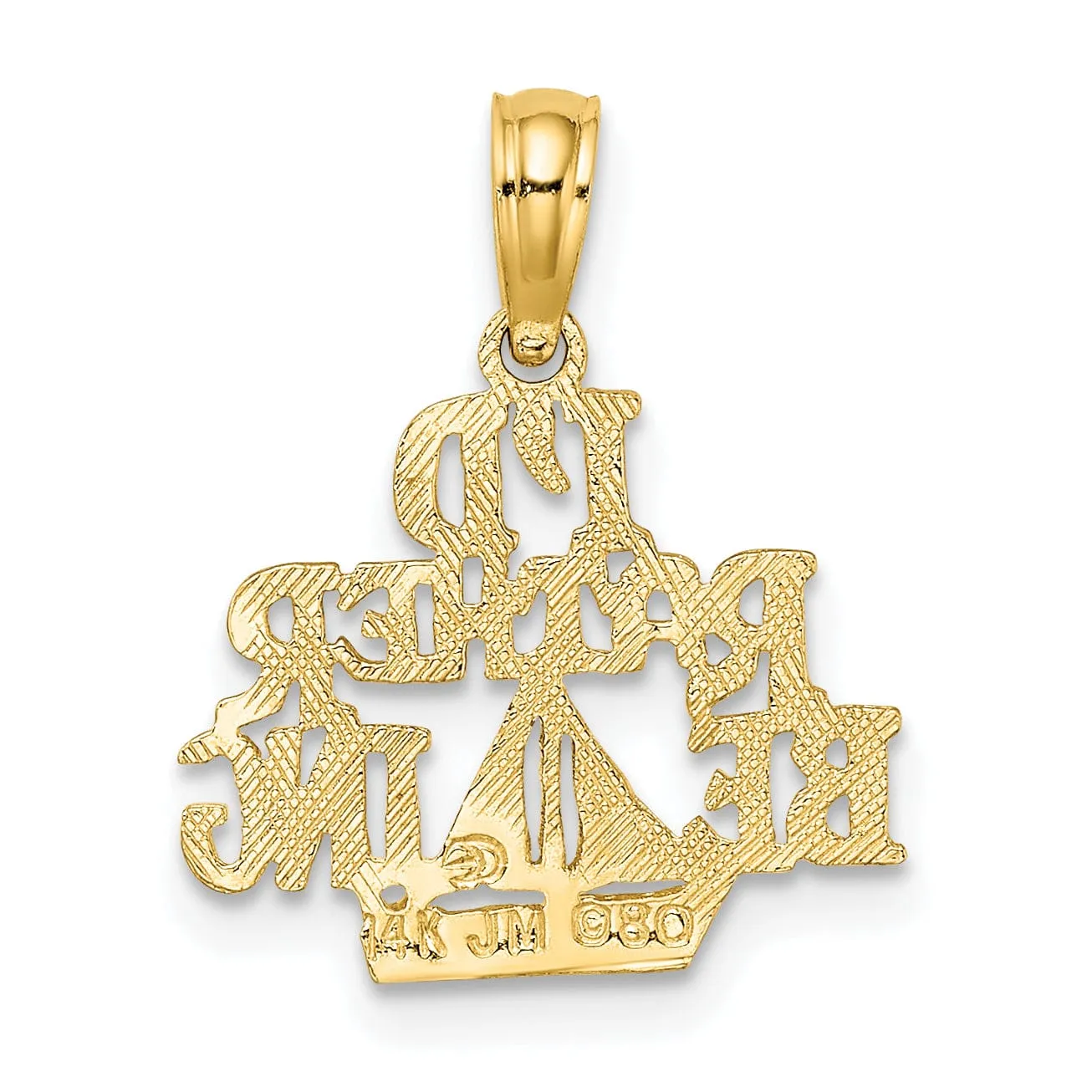 14K Yellow Gold  Polished Finished  I'D RATHER BE SAILING Charm Pendant