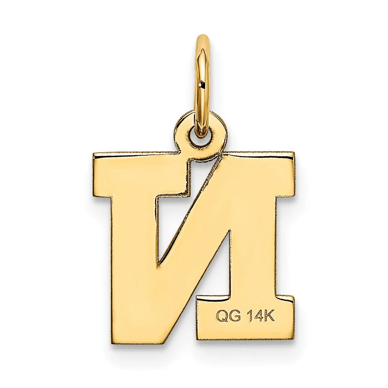 14k Yellow Gold Small Block Design Letter N Initial Pendant