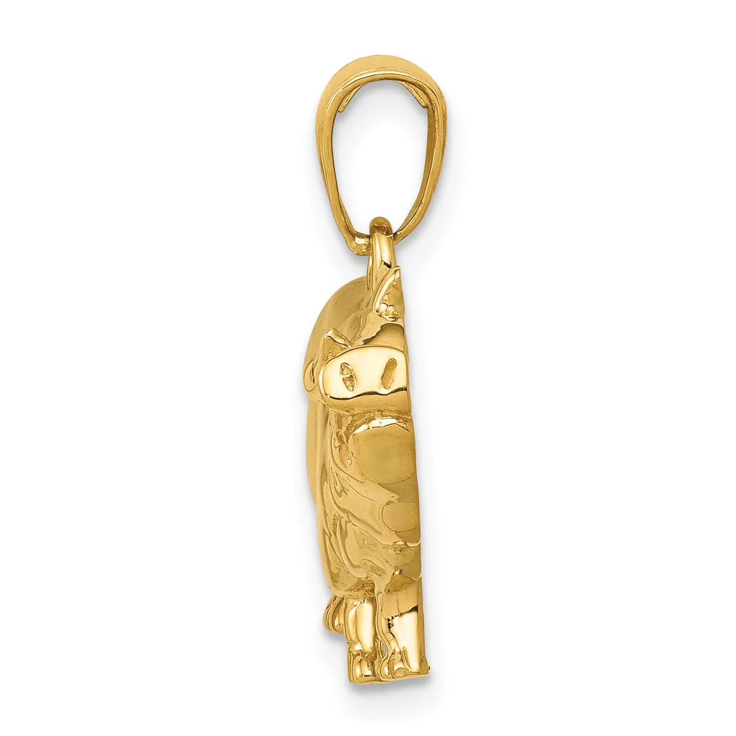 14k Yellow Gold Solid Polished Finish Pot Belly Pig Charm Pendant