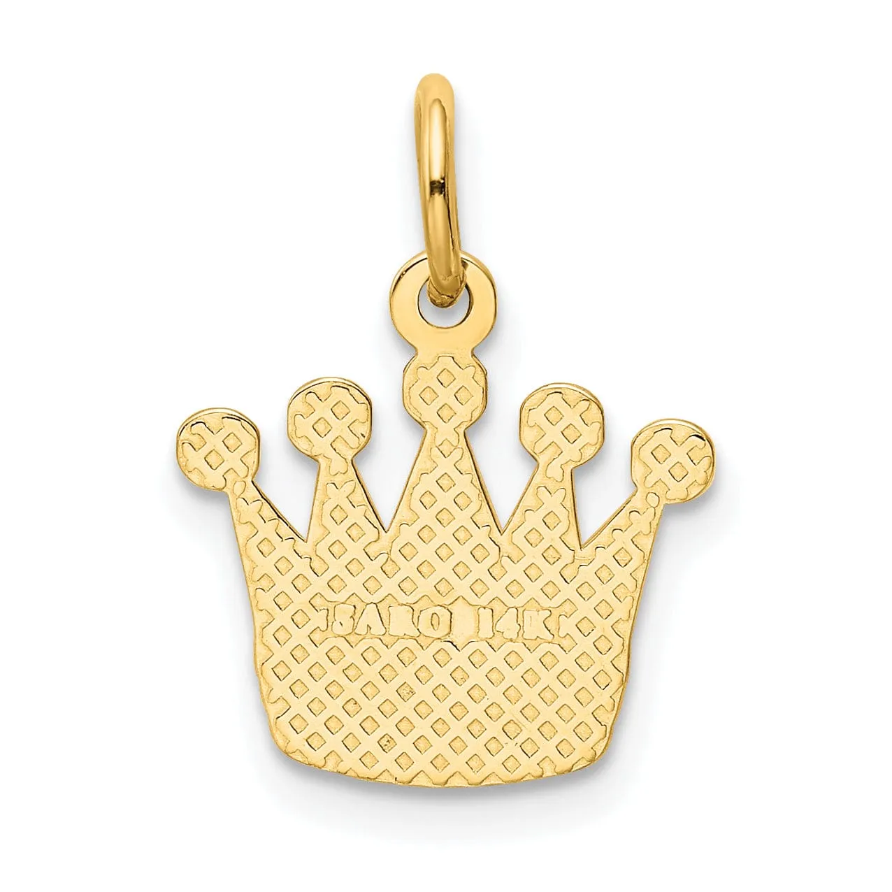 14k Yellow Gold Solid Polished Textured Finish Mens Kings Crown Design Charm Pendant