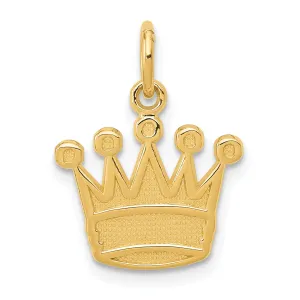 14k Yellow Gold Solid Polished Textured Finish Mens Kings Crown Design Charm Pendant