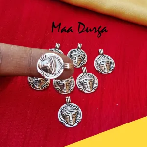 18 Pcs Pack, Maa Durga Charms Pendant Jewelry Making Raw Materials Silver