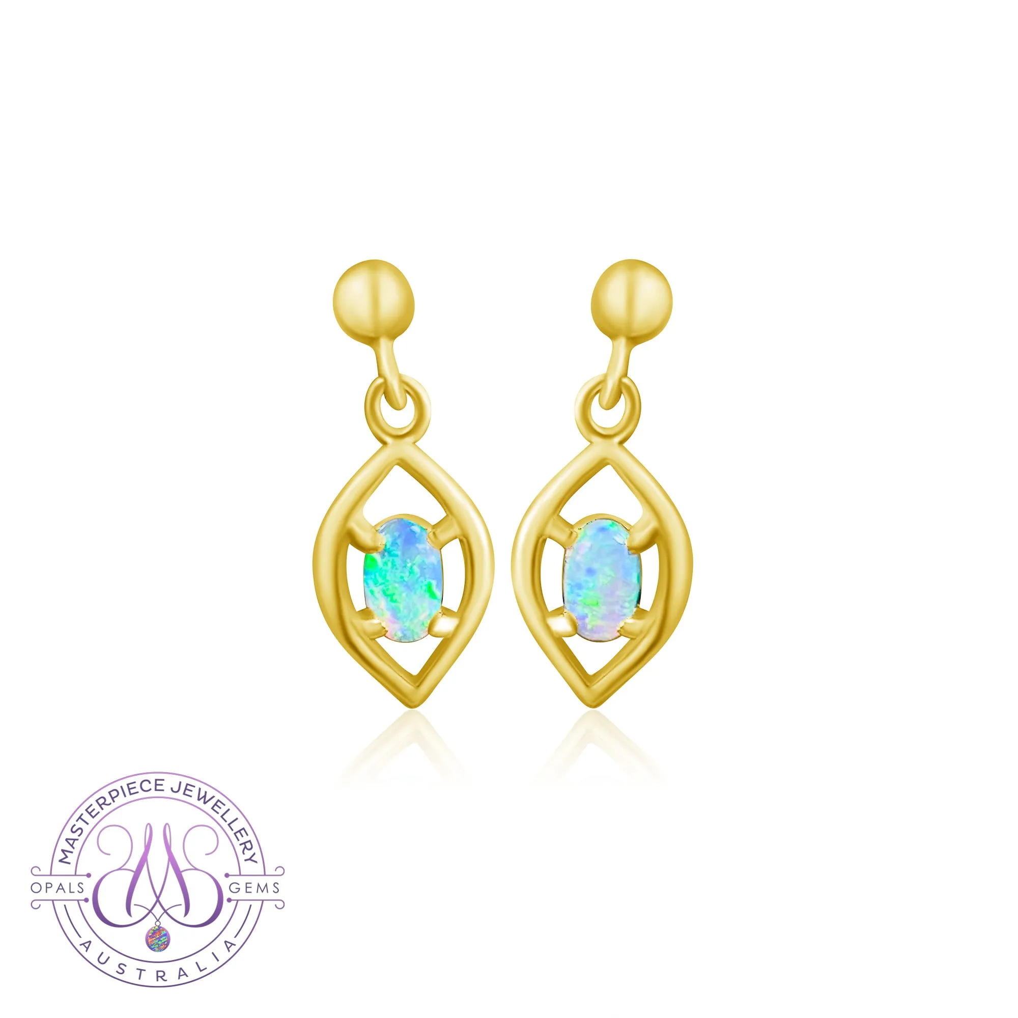 18kt Yellow Gold earrings with Black Opal 0.31ct