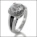 2 Ct Round Cubic Zirconia in Halo Pave Cz 14K White Gold Ring