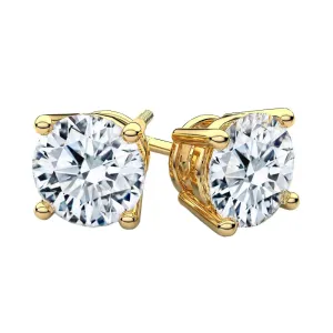 2.00 Carat T.W. Round Brilliant Cut Yellow Gold Diamond Studs