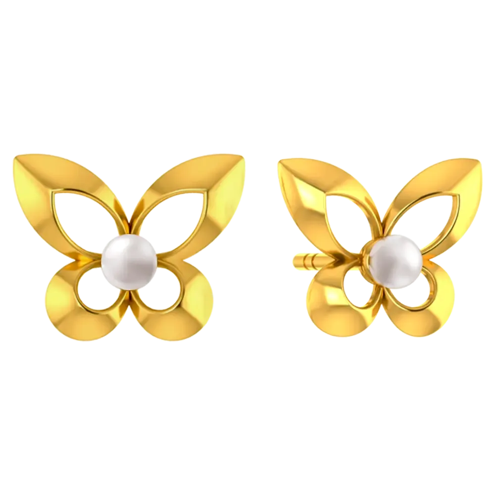 22k Graceful Pair Of Gold Earrings With The Design Of Butterfly Wings