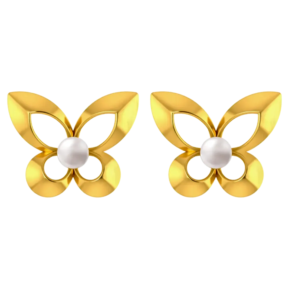 22k Graceful Pair Of Gold Earrings With The Design Of Butterfly Wings