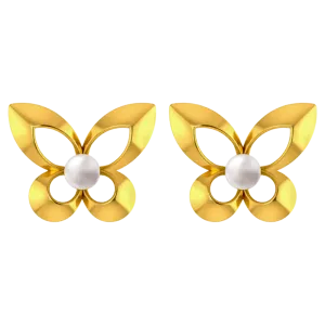 22k Graceful Pair Of Gold Earrings With The Design Of Butterfly Wings