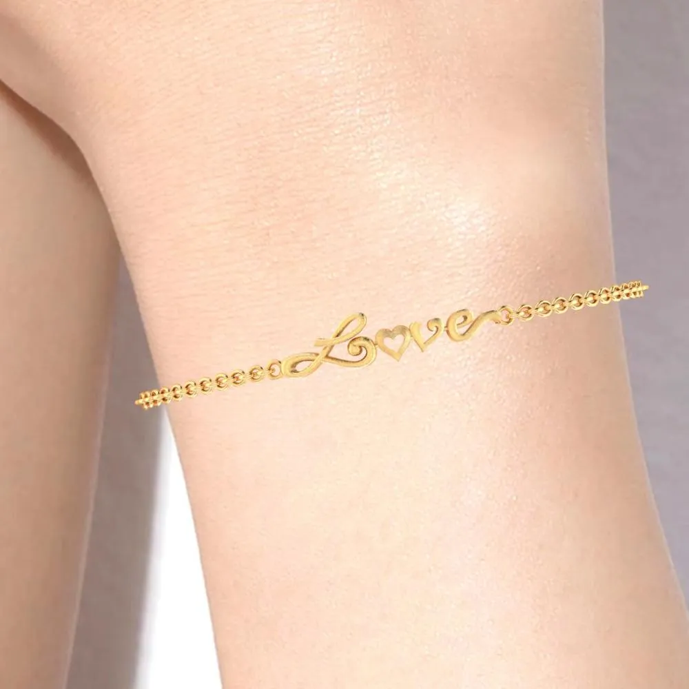 22k Love Word Chain Bracelet