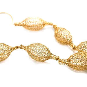 5 Crocheted gold filled organic pod necklace , unique handmade wire crochet jewelry