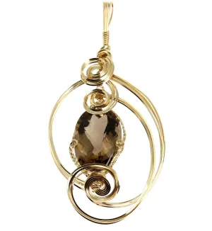 65 CT Smoky Quartz 14K Gold-filled Wire Wrapped Pendant