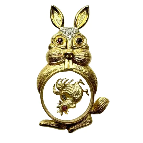 750 Yellow Gold Diamond Rabbit Shape Pendant