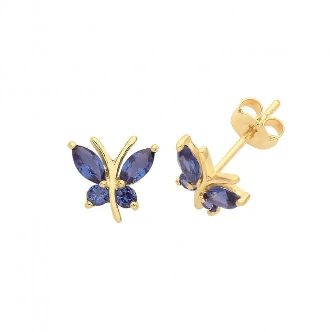 9ct Yellow Gold Butterfly Stud Earrings ES1602S