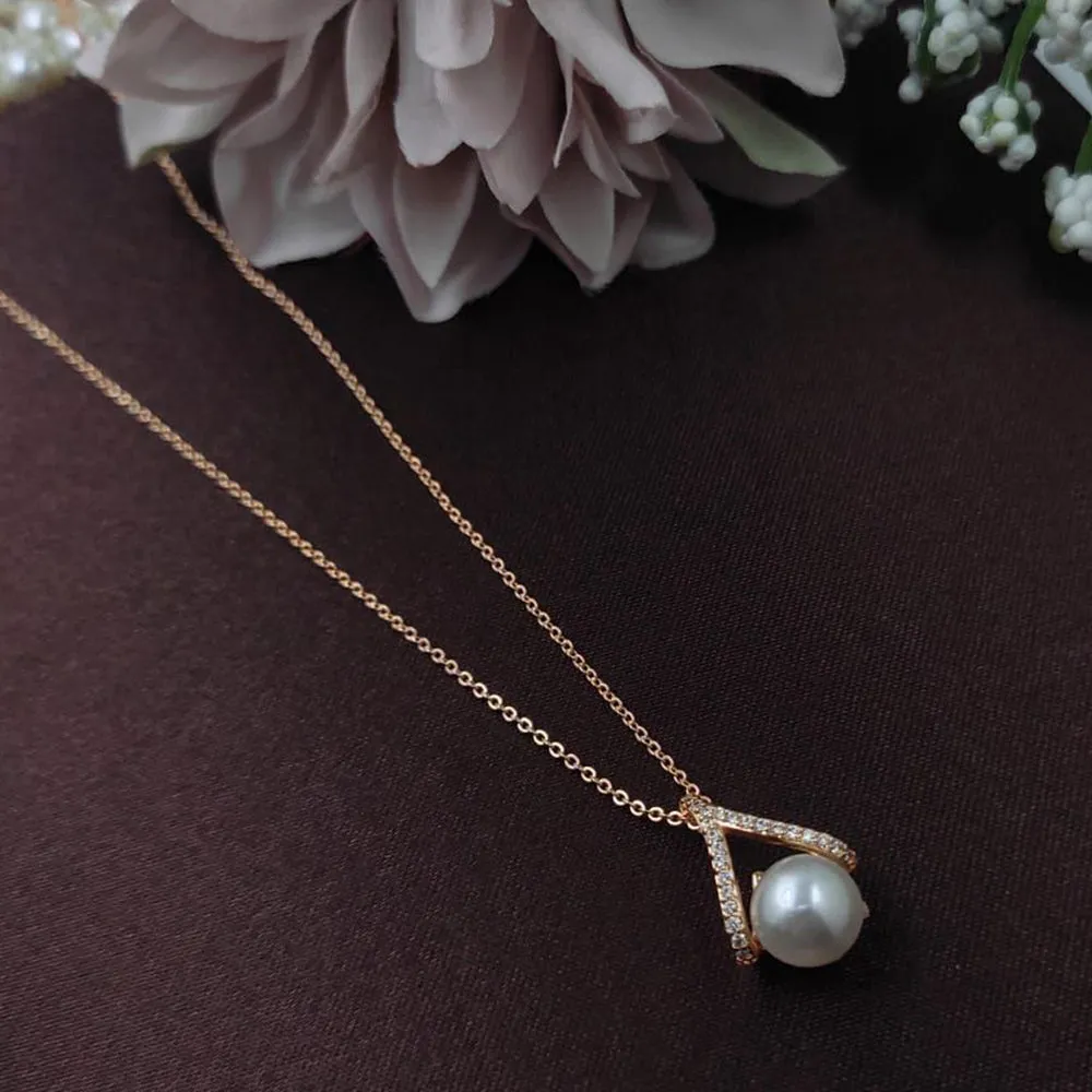 Aamrapali Rose Gold Plated Pearl And Austrian Stone Pendant