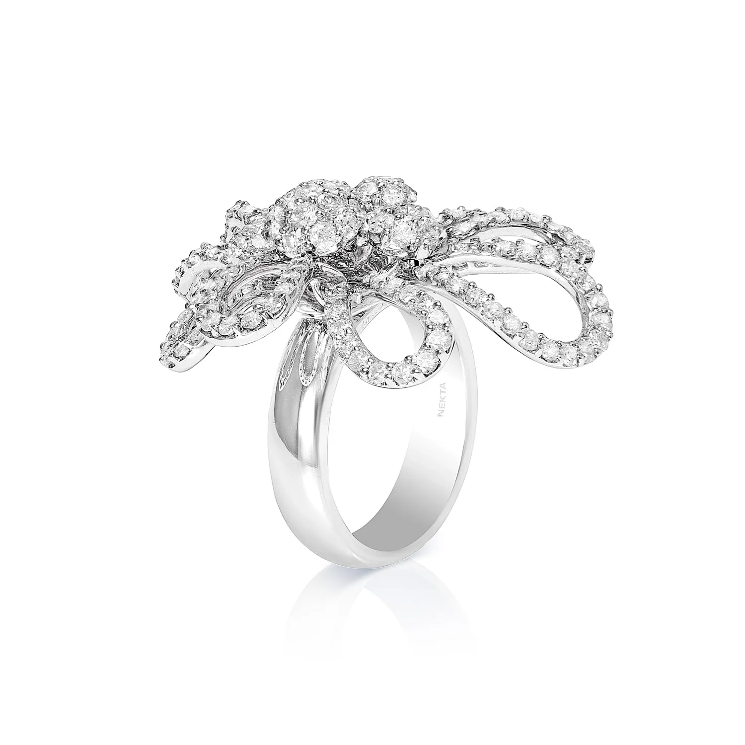 Adley 3 Carat Earth Mined Round Brilliant Diamond Cocktail Ring in 14kt White Gold For Ladies