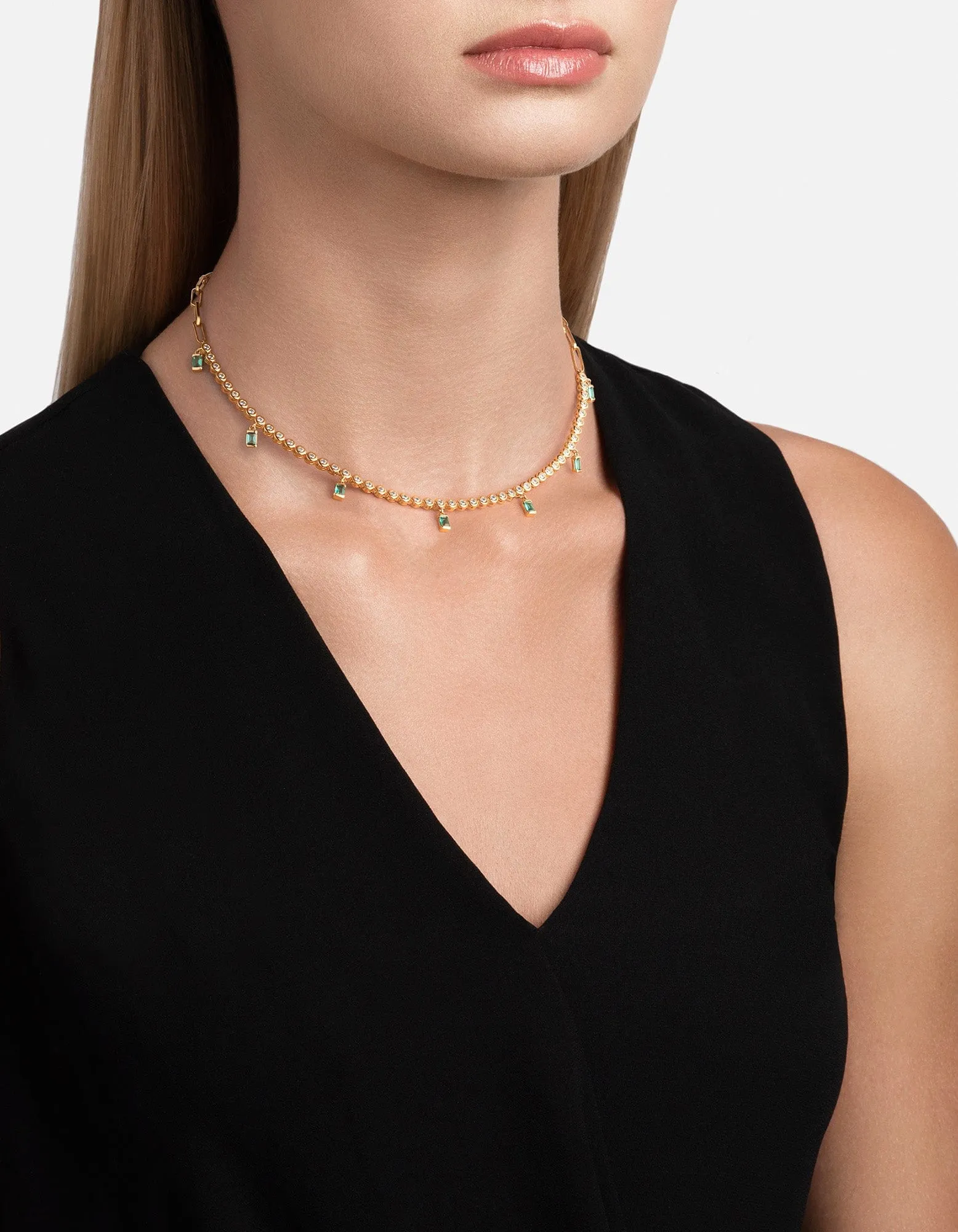 Alta Emerald Choker, Gold Vermeil/Sapphire