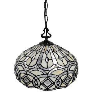 Amora Lighting AM295HL16B Tiffany Style White Hanging Lamp 16" Wide