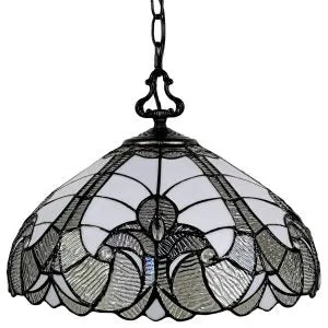 Amora Lighting AM297HL16B Tiffany Style White Hanging Lamp 16" Wide