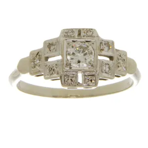 Art Deco 14K Diamond Engagement Ring